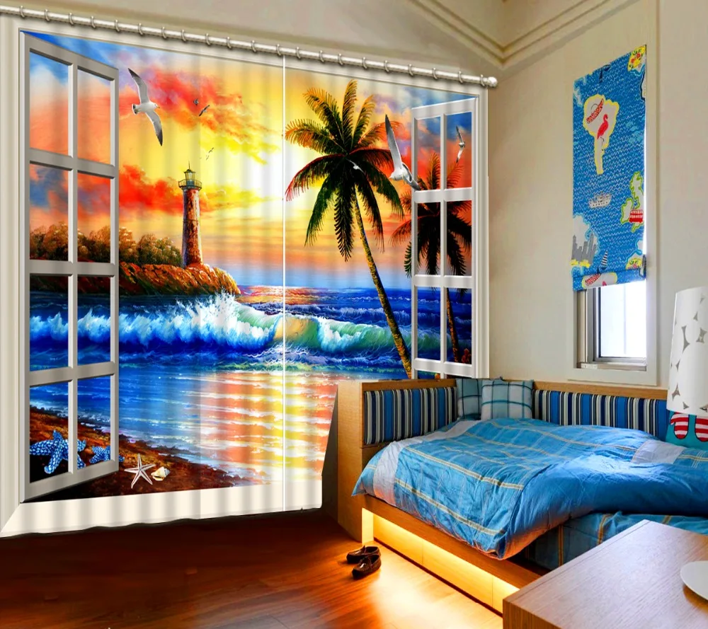 

American 2019 Spray coconut modern window curtains window living room home goods curtains