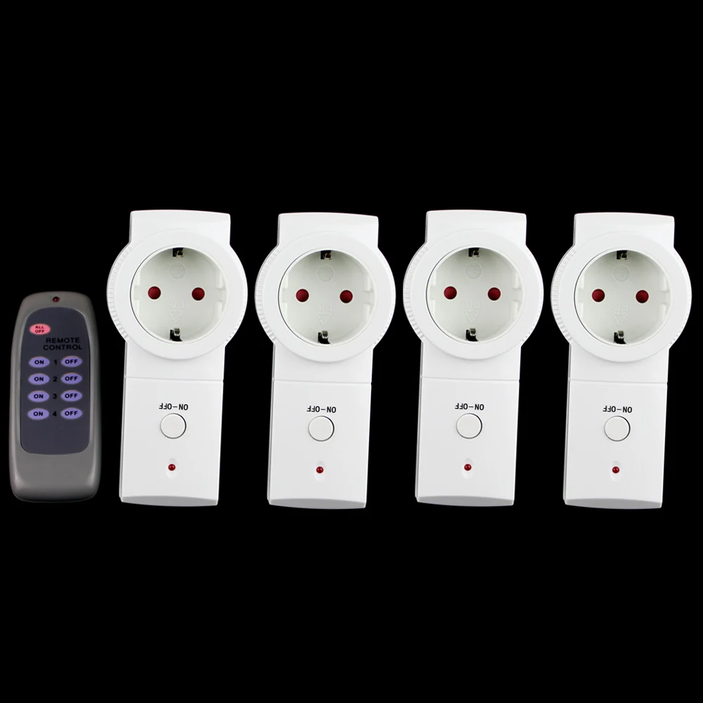 2015 New EU Plug Energy Saving Remote Control Socket Power Outlet Switch Set 4 Wireless Plugs with Electronic |