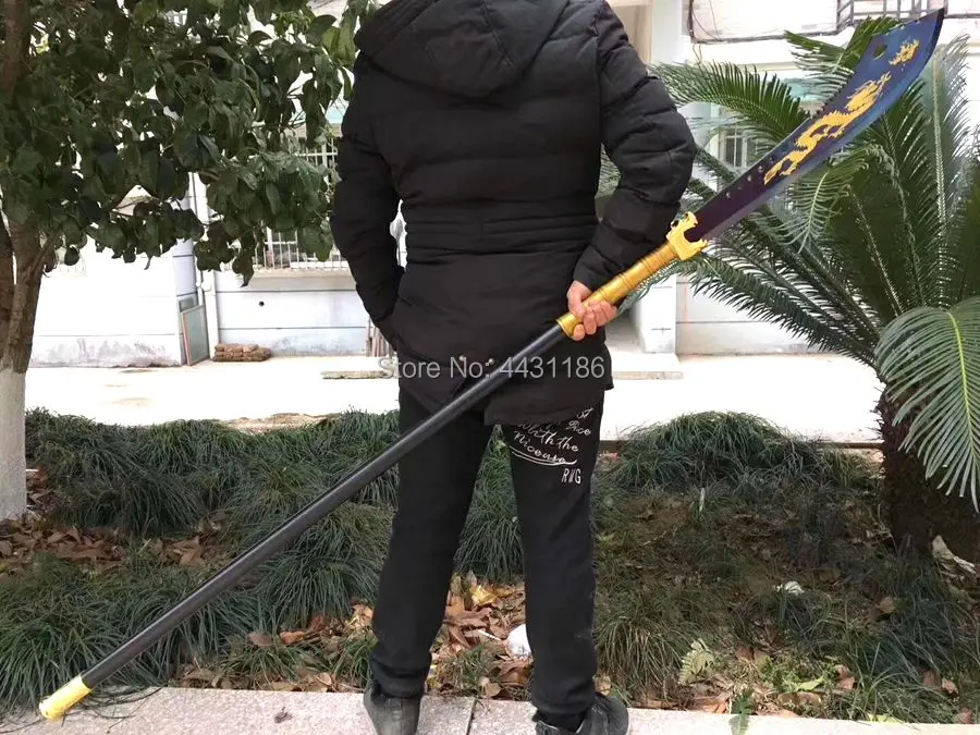 Стальная длинная ручка/красивое лезвие из высокомарганцевой стали с голубым