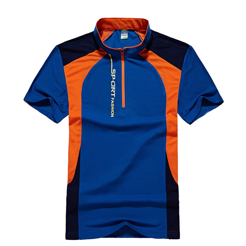 

Hot 2021 Outdoor Summer short sleeve T-shirt sports fitness running fishing speed drying breathable clothing pacthwork men 5XL
