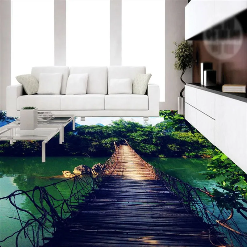 Обои из ПВХ для ванной комнаты Mural 3d самоклеющиеся обои пола|floor painting|natural forestwall paper