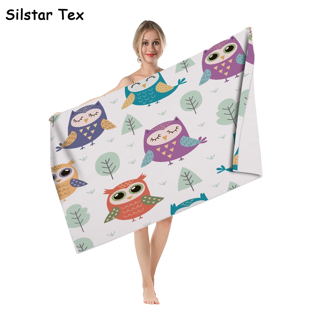 

Silstar Tex Cartoon Owl Bath Towel Beautiful Cute Printing Summer Towels Home Decor For Kids Or Adults Drop Ship