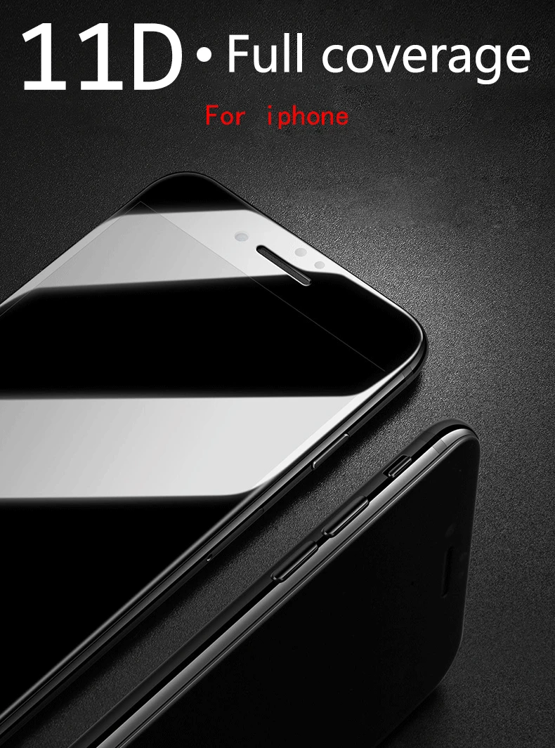 11D Защитное стекло для iphone 6 7 6S 8 plus X XS MAX стекло для iphone 7 6 8 X R XS MAX защита экрана iphone 7 6 8 glass flim