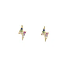 Простые минималистичные серьги-гвоздики из стерлингового серебра 925 пробы для девочек, многоцветные серьги-гвоздики с молнией, маленькие Изящные мини-серьги