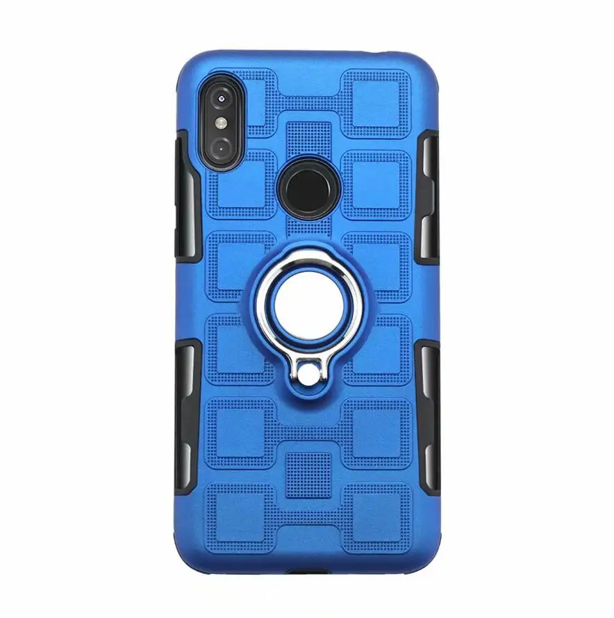 Чехол для Motorola Moto One/P30 Play противоударный чехол для телефона для Moto One/P30 Play Armor анти-падение задняя крышка чехол-подставка с кольцом - Цвет: Синий