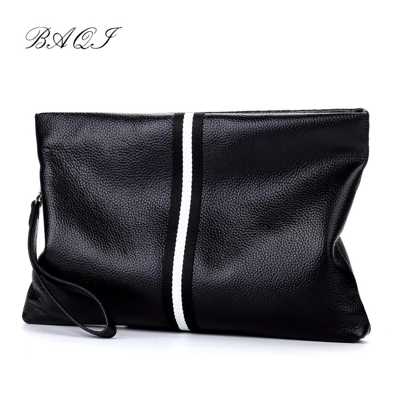 

BAQI Brand Handbag Men Wallet Clutch Bag Genuine Leather Cowhide High Quality 2019 Fashion Purse Card Holder Men Ipad Phone Bag