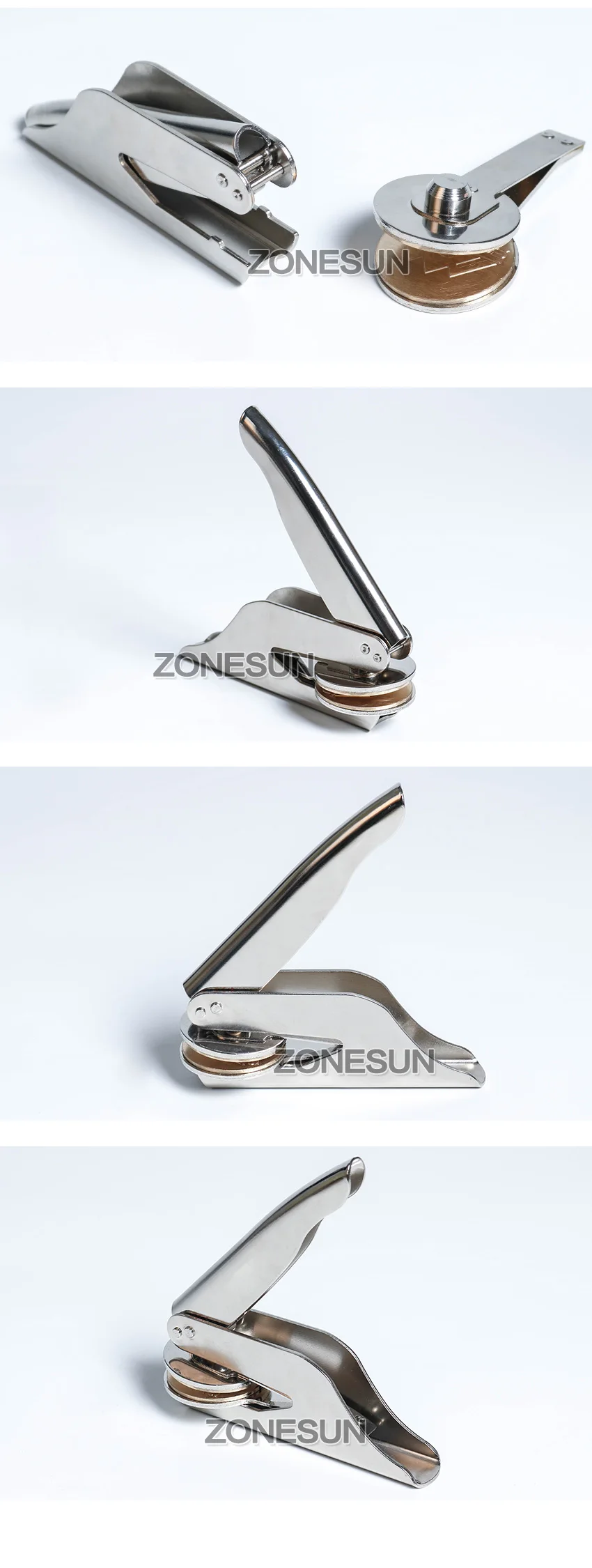 ZONESUN дизайн настроить логотип тисненый штамп из нержавеющей стали уплотнение для офисного бизнеса и невзгоды документ