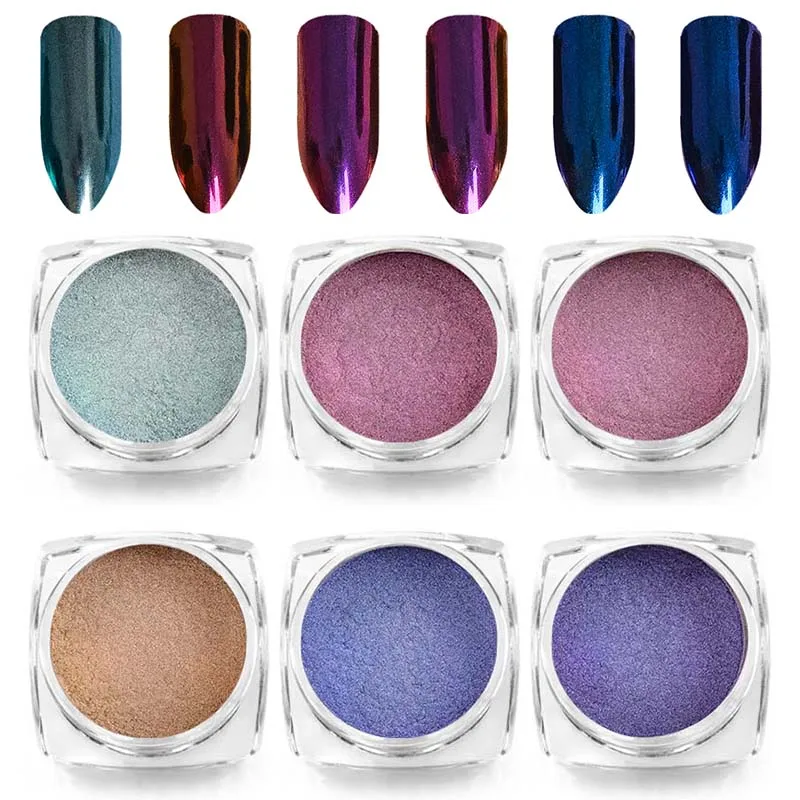 MEET ACROSS 6 Box/set Glimmer Nail Glitter Laser Gradient Mirror Effect 3D Powder Dust Manicure Nails Decoration | Красота и здоровье
