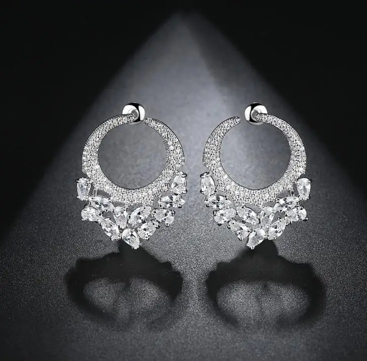 Роскошные AAA кубический цирконий багет камни большие серьги сверкающие