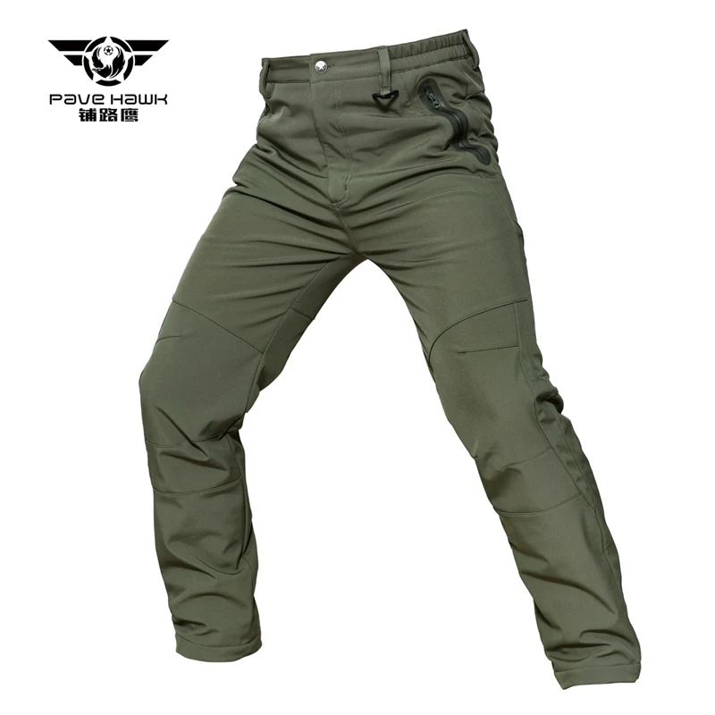 Army Green Клейкие тактические брюки карго на молнии мужские Камуфляж Армейская военная форма брюки зимние теплые мягкие флисовые водонепроницаемые мужские повседневные брюки - Цвет: Army Green