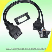 50cm snap in universal bracket 16pin obd2 connector plug male to dual female y obdii splitter car diagnostic extension cable