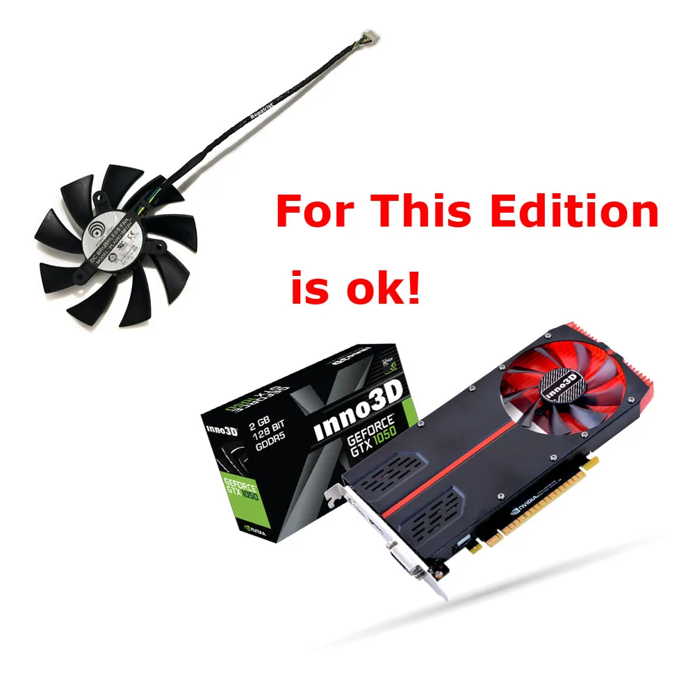 Вентилятор Охлаждения видеокарты GTX1050/1050TI GPU VGA для INNO3D GEFORCE GTX 1050 TI (версия с 1