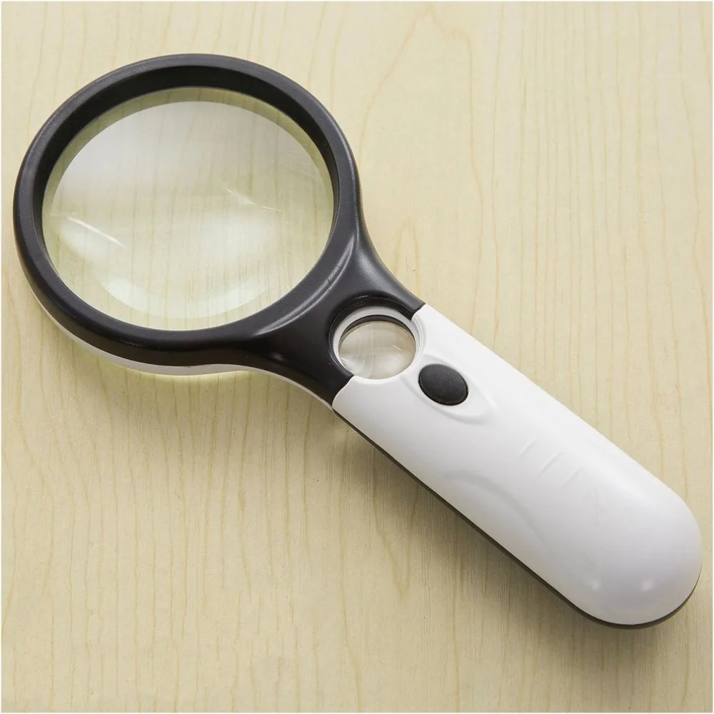 LED Double Lens Magnifier 6902ab Acrylic Magnifying Glass Lens For Jeweler Coins Stamps 190*85*30mm Magnifier