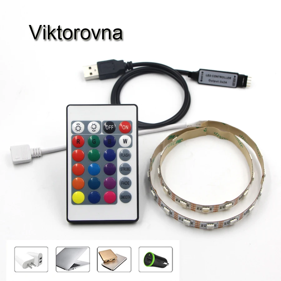 Современная светодиодная лента с питанием от USB 5 В RGB 60 светодиодов/м 5050 SMD