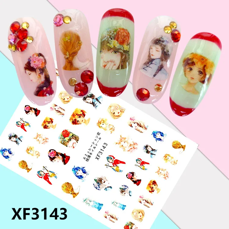 BXF3143 Мультфильм Тип! Лак для ногтей задний клей деколь декорации Дизайн Наклейка для ногтей Советы красоты - Цвет: BXF3143