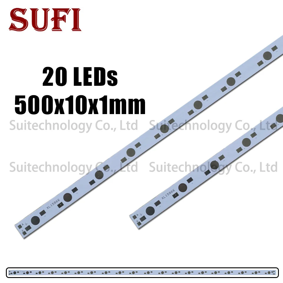 

10pcs 20LEDs 500mm Rectangle Aluminum Base Plate support 1W 3W 5W to Soldering In The Lamp Panel For DIY Aquarium Light