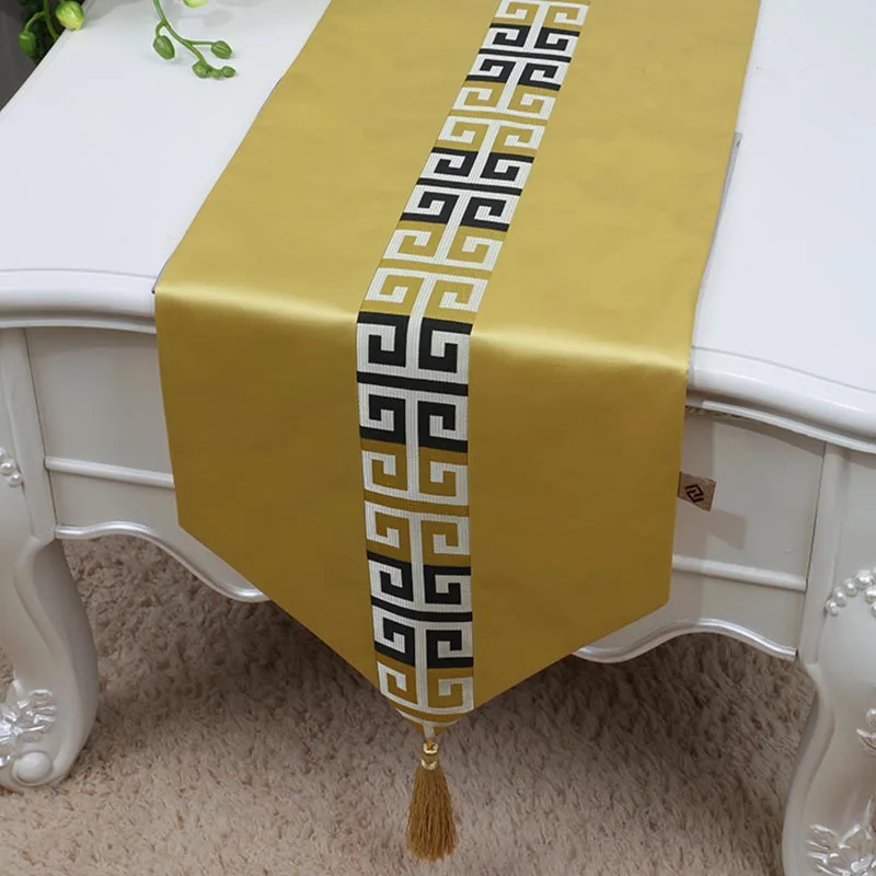 

Classical Table Runner Bed Flag Lotus Pattern Vintage Long Teaware Cloth Mats Pad Tea Ceremony Accessories Crafts Decoration