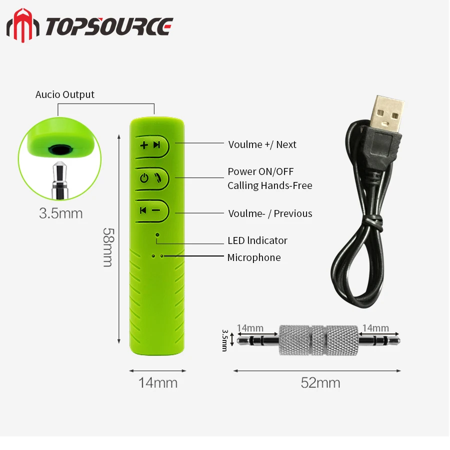 TOPSOURCE niversal 3 5 мм jack Bluetooth автомобильный комплект громкой музыки аудио приемник