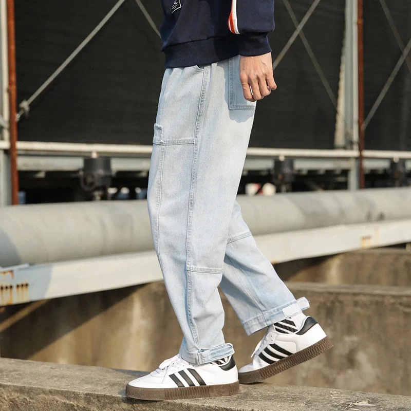 New Arrival Vintage Men Casual Harem Jeans High Street Multi Pockets Cargo Pants Fashion Losse Denim Joggers Mens Trousers 5XL | Мужская