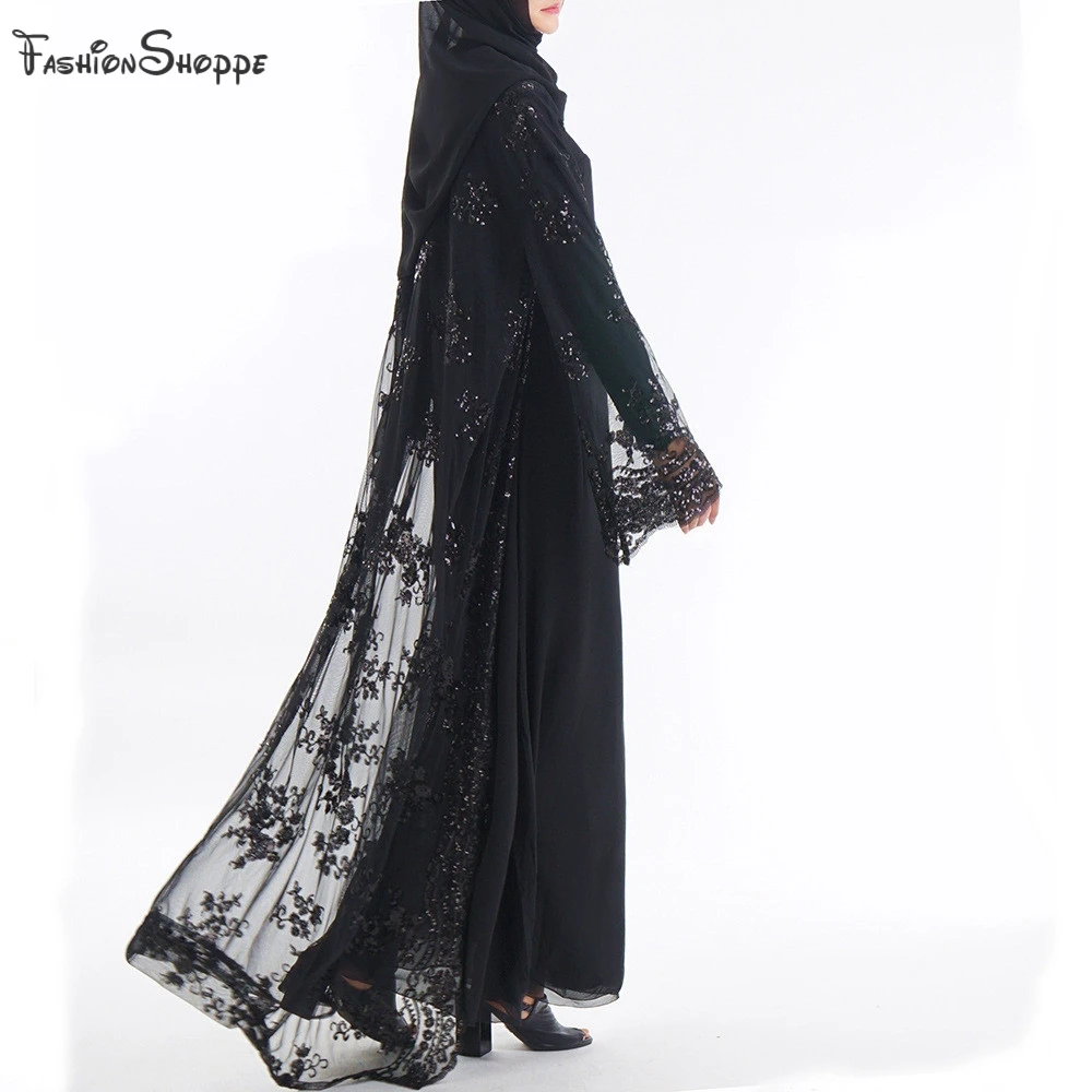 Женское кимоно с блестками Abaya белое кружевное вышивкой в стиле Рамадан турецком