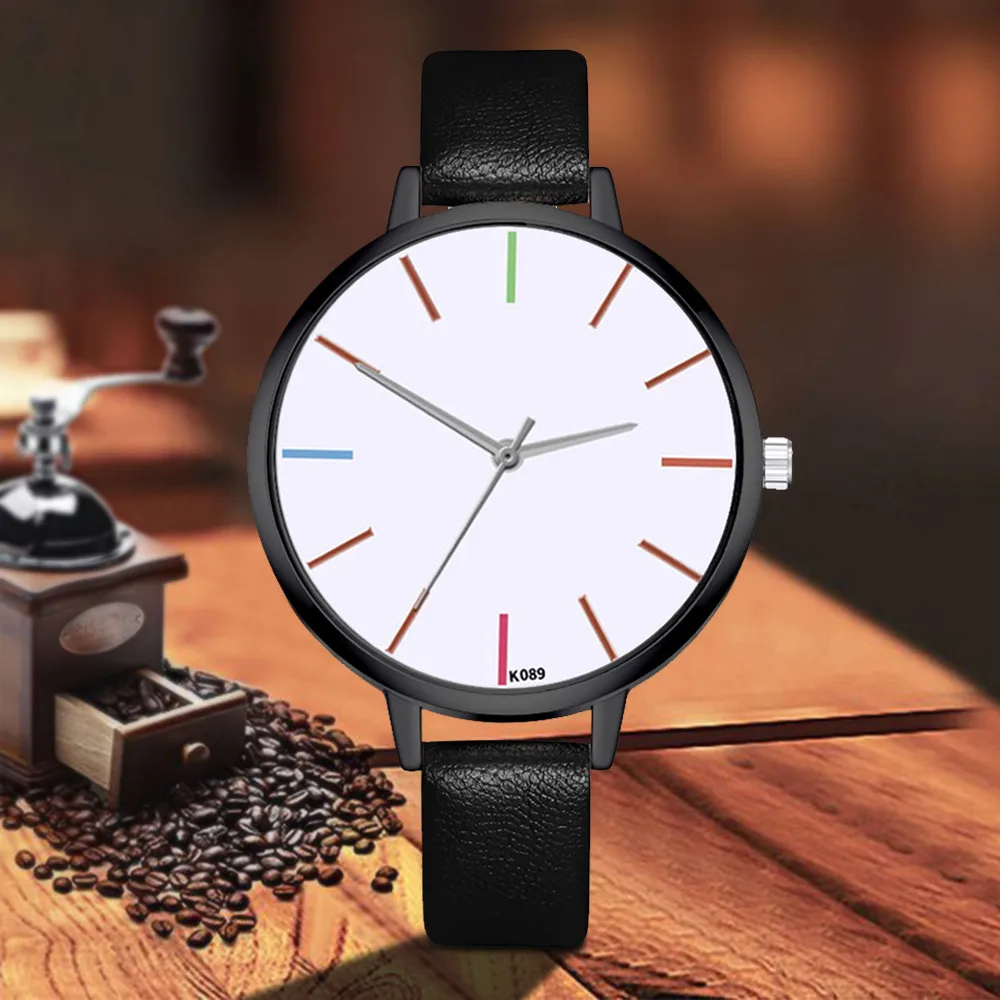 2019 Новое поступление модные черные роскошные дамские часы простые кожаные