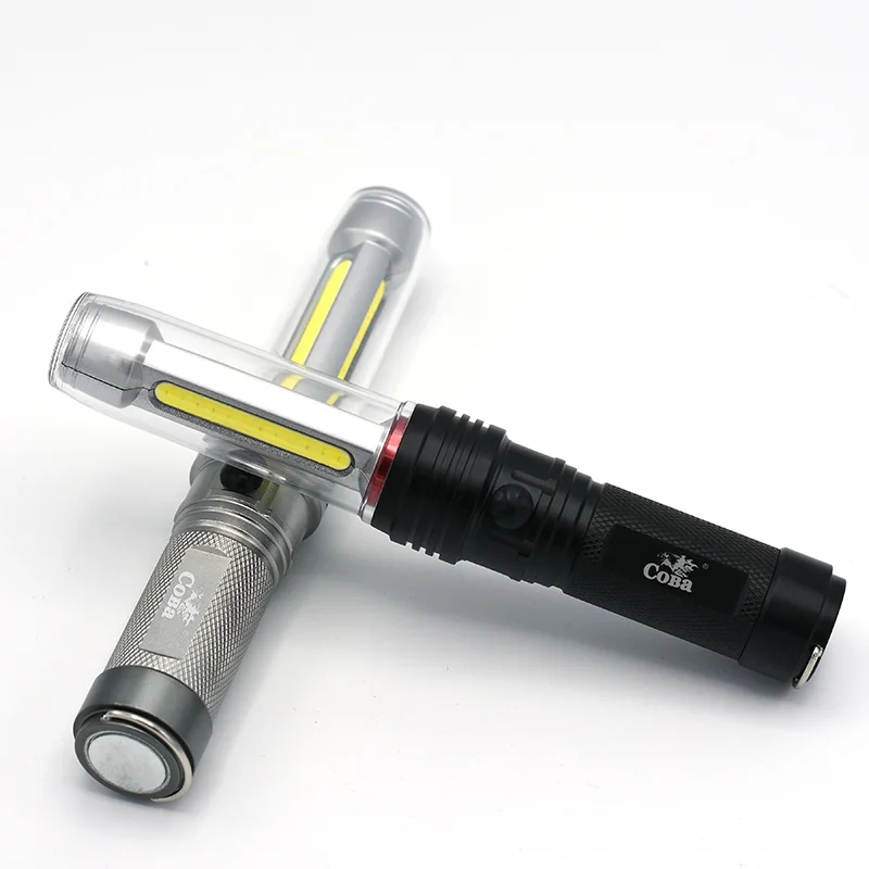 

Coba T6 led worklight cob work light portable work lamp 3*AAA batterys with hook up magnet Multi-function flashlight