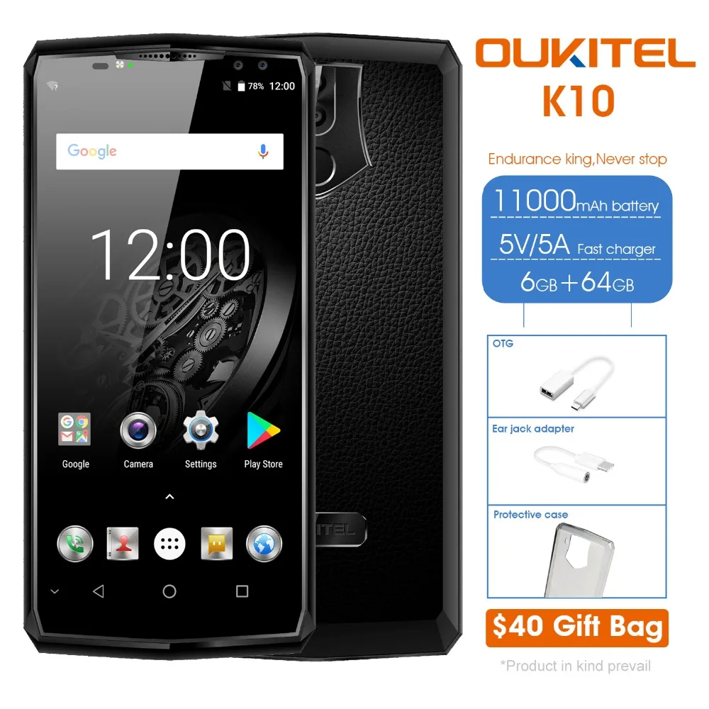 Oukitel k10 6 0 дюйма 18:9 смартфон MT6763 helioP23 Android 7 Octa Core ГБ 4G B 4 камеры LTE 11000 Батарея сотовый