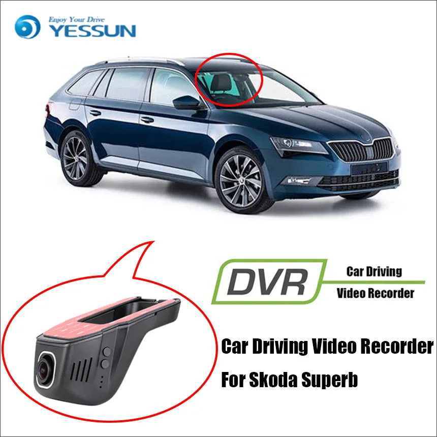 Видеорегистратор YESSUN для Skoda HD 1080P не задняя камера|dash cam night vision|black boxfhd 1080p |