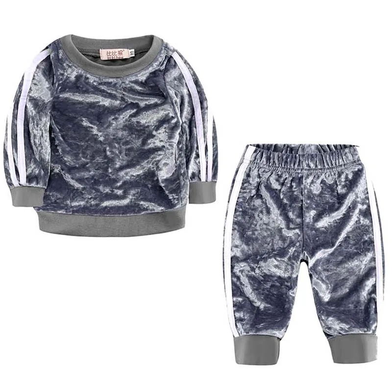 Baby Boys Girls Velvet Hooded Clothing Set Kids Jacket Coat Pants Suit for Sports Suits Tracksuits Toddler Children Clothes |