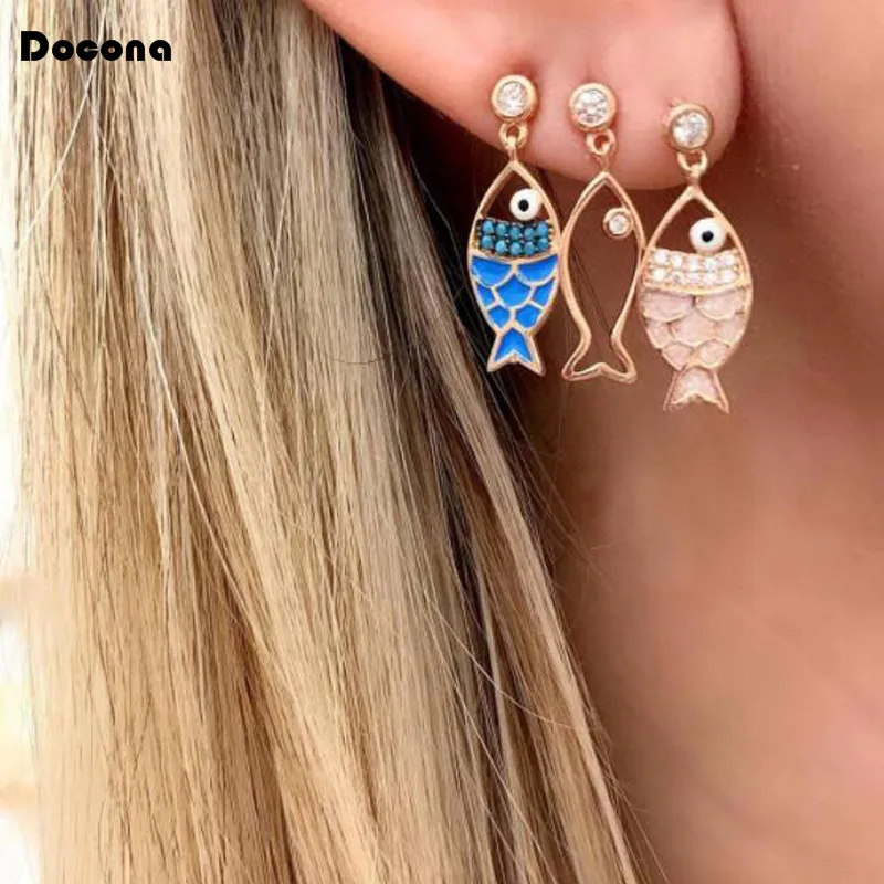 Серьги гвоздики Docona 3 шт./компл. золотого цвета новинка лидер продаж модные