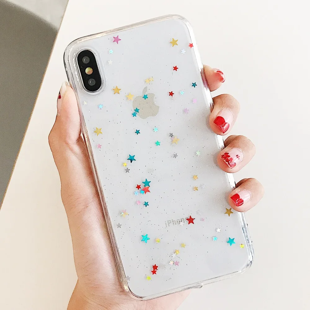 Luxury Glitter Bling Soft Case For iPhone X XR XS MAX Star Clear Cover Shining Sequin Phone Cases iphone 6 6S 7 8 Plus Coque |