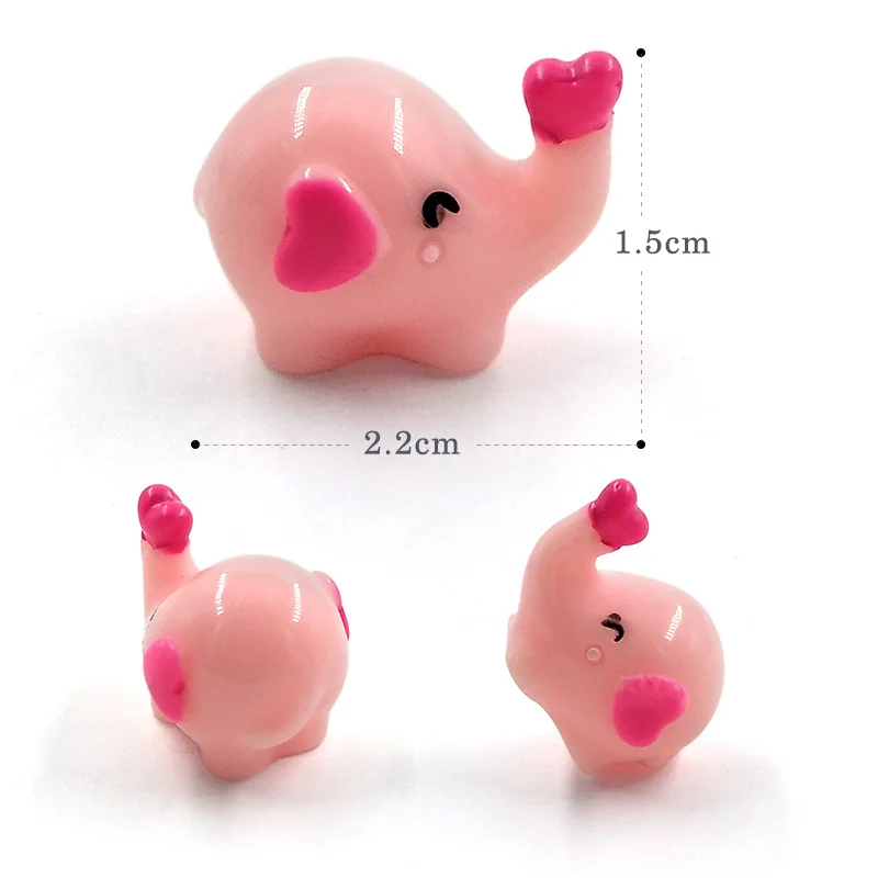 Миниатюрная мультяшная фигурка Love Elephant розовый синий серый белый декор мини