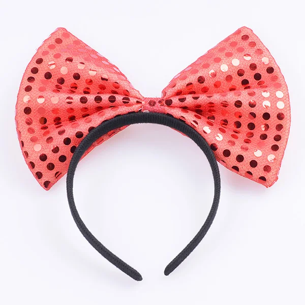 12 Dots Sequin Red 12 шт. Микки Минни уши Роза ободки с блестками и бантом Хэллоуин День рождения холостяк детская вечеринка Девочки Мальчики мама аксессуары для волос - Цвет: 12 Dots Sequin Red