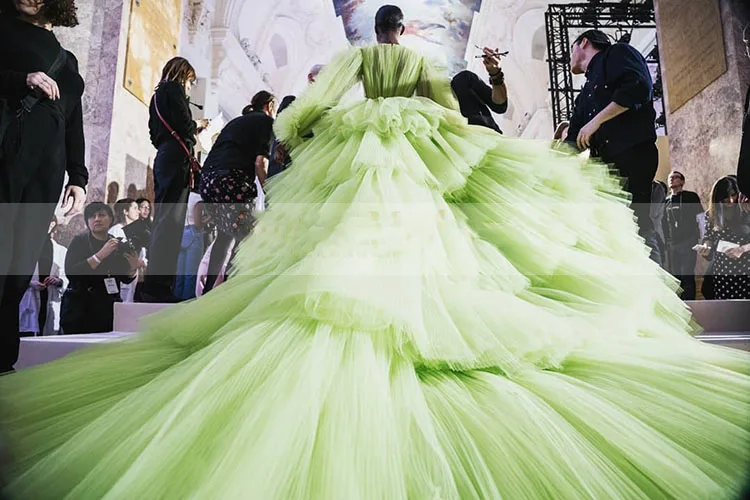 Vestido de festa longo флуоресцентные зеленые вечерние платья модные платья с длинными рукавами для выпускного вечера вечерние платья с шлейфом abiye robe de soiree