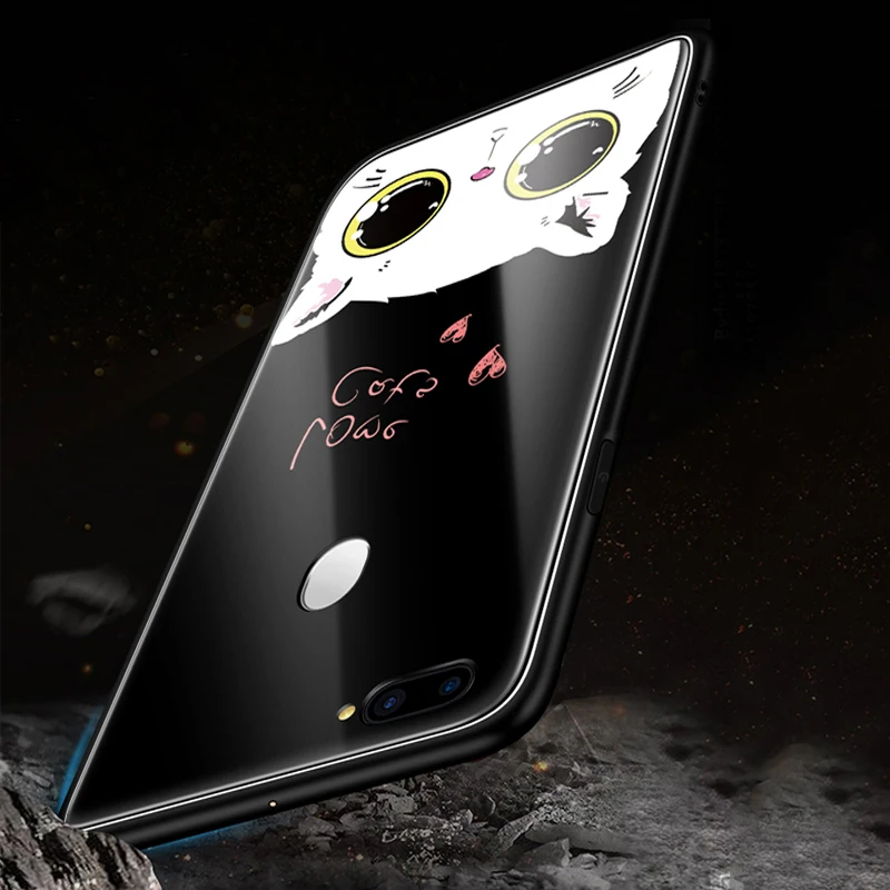 Милый мультфильм закаленное Стекло задняя крышка для OPPO R15 мечта зеркало