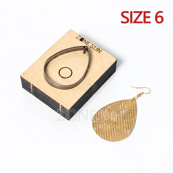 Size 6 ZONESUN кожаные серьги режущие формы в форме капель бумажный художественный инструмент для украшения кожи для высечки машина для рукоделия резак - Цвет: Size 6