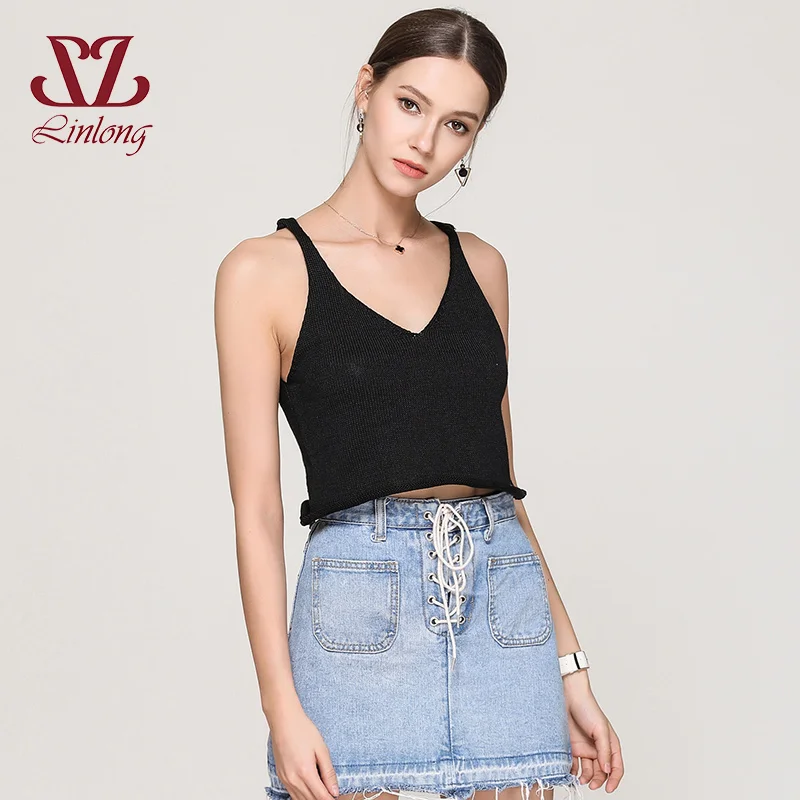 Для женщин пикантные Вязание Sweater Tank Топы 2018 Модные свободные нижняя рубашка