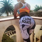 Леггинсы женские с завышенной талией, пикантные однотонные спортивные штаны с принтом надписи I LOVE, приседания, Фитнес-Леггинсы в стиле комиксов