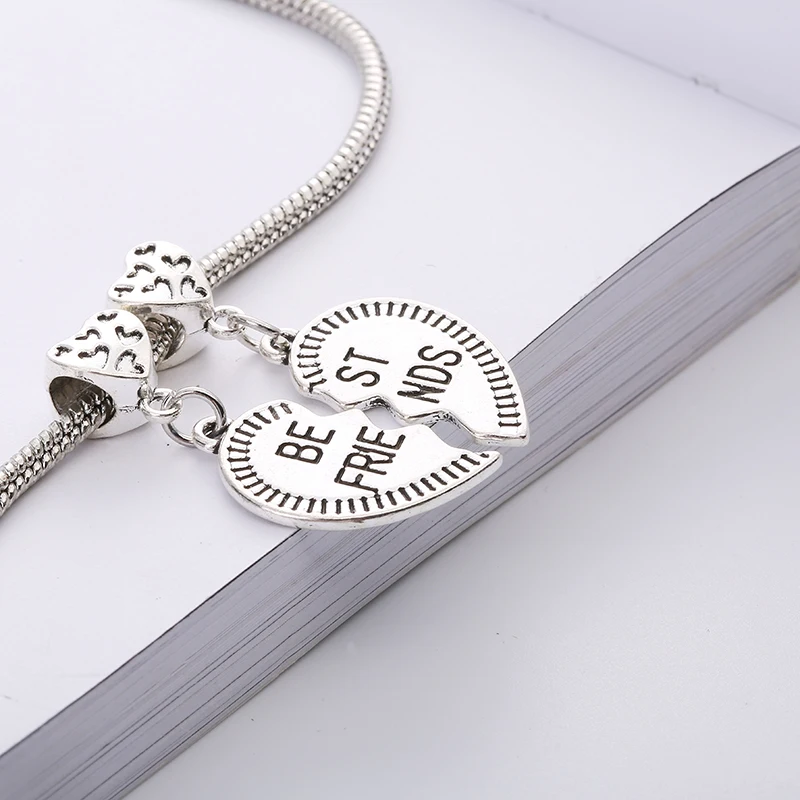 C6495f Vintage Silver Metal Best Friend Beads fit Pandora Charms Fashion DIY Accessories Handmade Beads for Jewelry Making - Цвет: C6495f