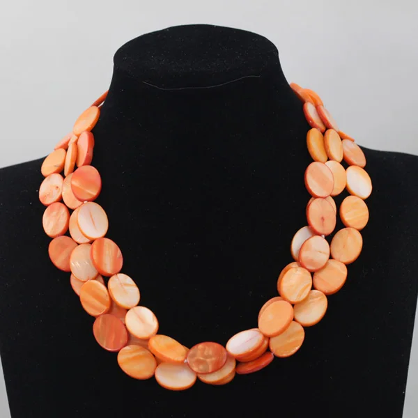 2016 New Fabulous Orange Disk Shell Necklace Romantic Wedding Bridal Jewelry Birthday Hot Sale Free Shipping SP030 | Украшения и