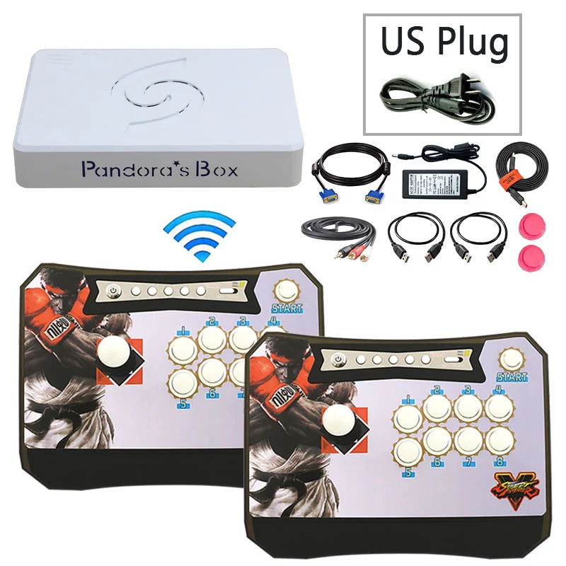 Pandora box 6 1300 in 1 wireless console arcade games 2 Players joystick button usb arcade controller HDMI VGA USB for pc TV PS3 - Цвет: 2P 2 SF US plug