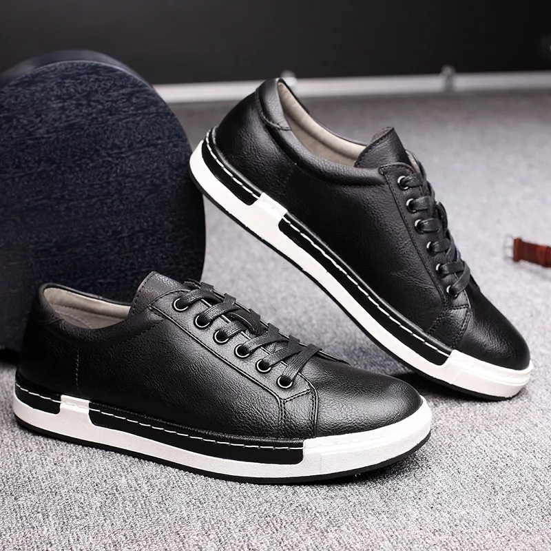 Luxury Men Sneakers Black Brown Lace Up Flats Male Casual Shoes Comfortable PU Leather Loafers Plus Size 38-48 Chaussure Homme |