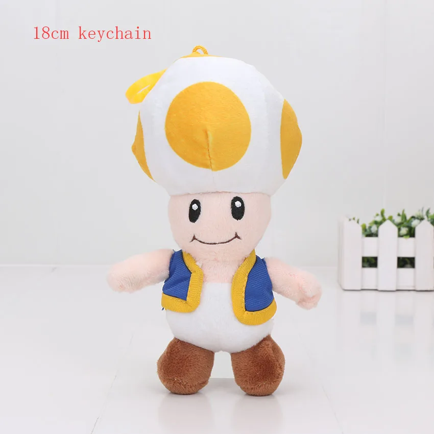 18cm yellow keychain 18-40 см Игра Супер Марио Bros плюшевый гриб жаба брелок с динозавриком Йоши Подвески Мягкие плюшевые куклы игрушки подарки - Цвет: 18cm yellow keychain