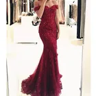 Кружевное вечернее платье с аппликацией, красное вечернее платье русалки с бусинами, вечернее платье изумрудно-зеленого цвета, Бордовое платье для выпускного вечера