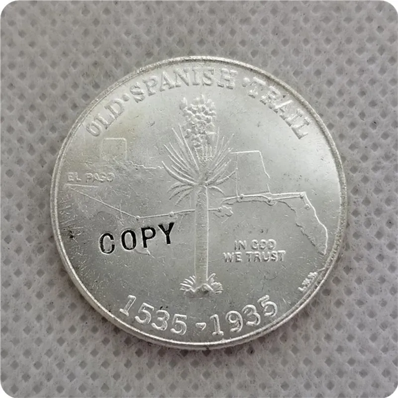 Копия копии 1935 старой испанской тропы половина доллара монеты UNC копия | Дом и сад
