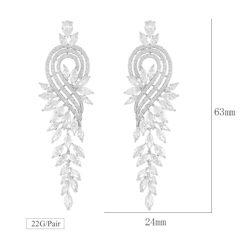 

missvikki Bohemia Bridal Wedding Long Pendant Earring brincos With Full Austrian Crystal Earrings For Women Charm Gift