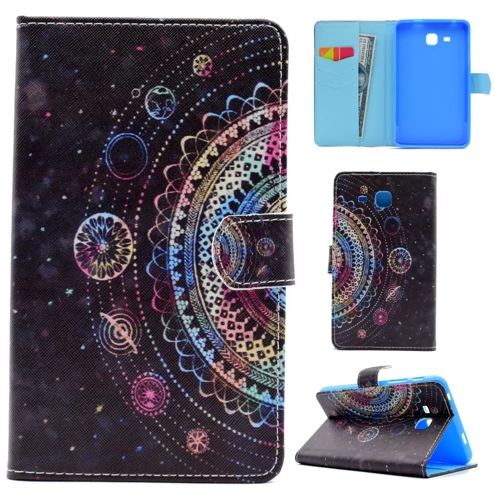 Ультратонкий чехол книжка из искусственной кожи с рисунком и подставкой для Samsung