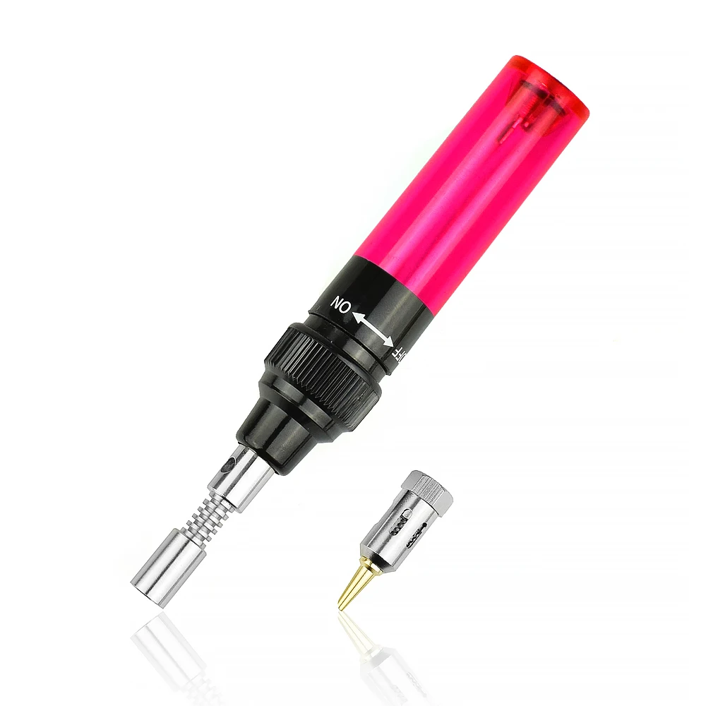 Red Soldering NEWACALOX Мини DIY бутан газовый паяльник пистолет фонарь наконечник инструмент 3 в 1 Электроника паяльник ручка в форме беспроводной - Цвет: Red Soldering