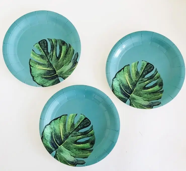 leaf 8pcs 8 шт. Гавайская Летняя Вечеринка на день рождения одноразовая посуда Пальмовые Листья бумажная салфетка под тарелку кружку тропические Свадебные вечерние мероприятия - Цвет: leaf 8pcs