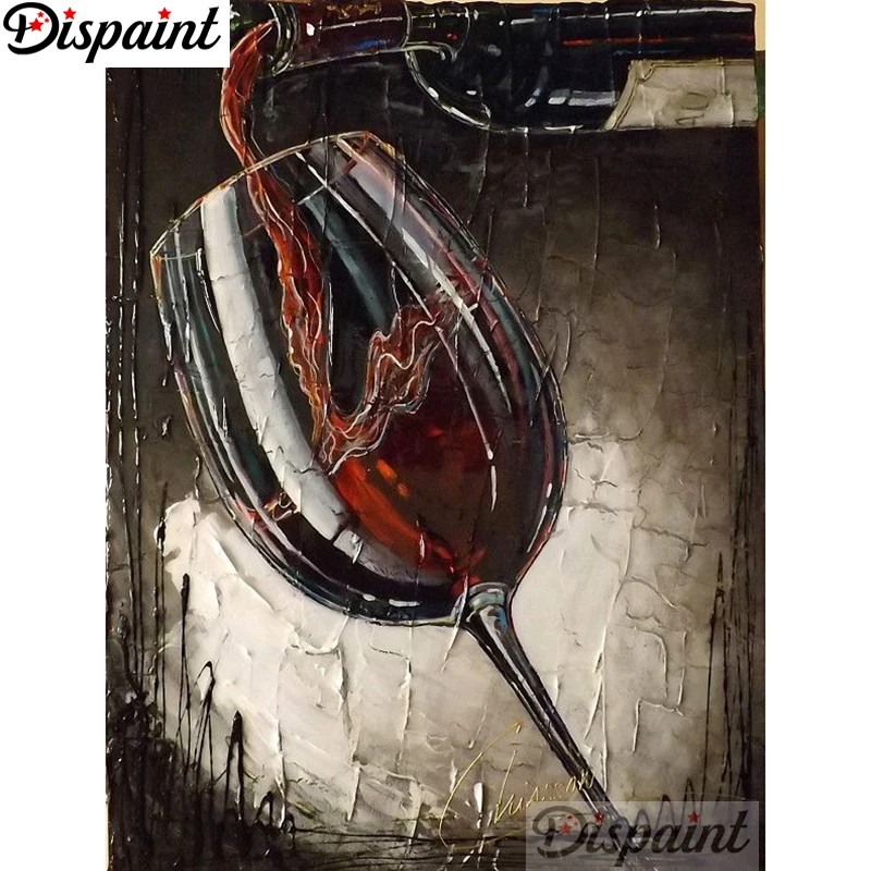 Картина из страз Dispaint квадратная/круглая 5D &quotвинный бокал пейзаж&quot вышивка